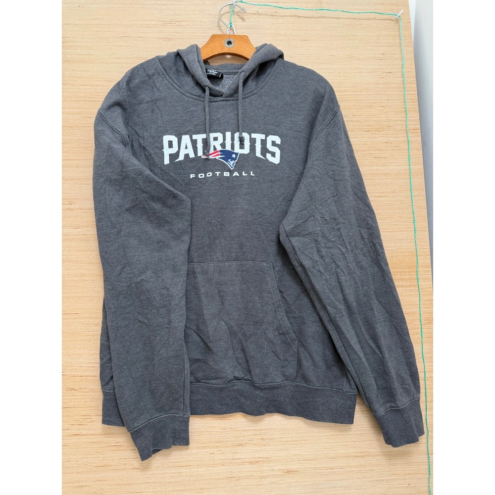 NFL Team Apparel New‎ England Patriots Hoodie Gray Pullover Fleece L Large